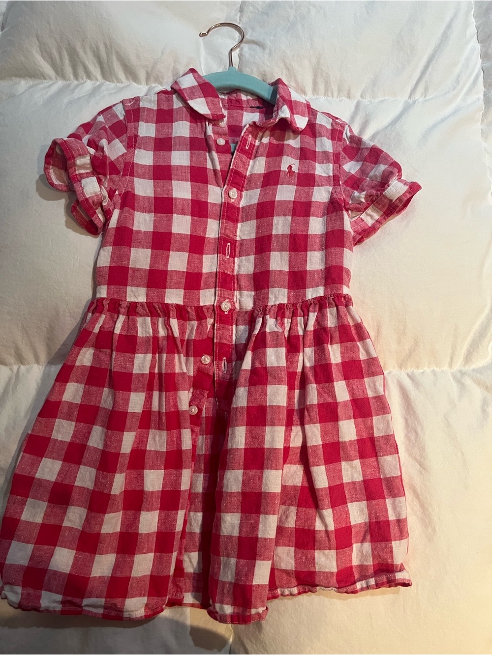 Polo by Ralph Lauren Pink and White Gingham Button-Front Dress